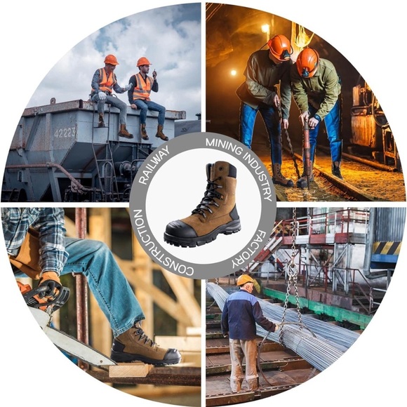 Work Boots Lightweight Breathable Safety Steel Toe Boots for Men Puncture Proof - Picture 3 of 5